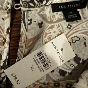 Ann Taylor Floral Paisley Blouse in Cream and Brown